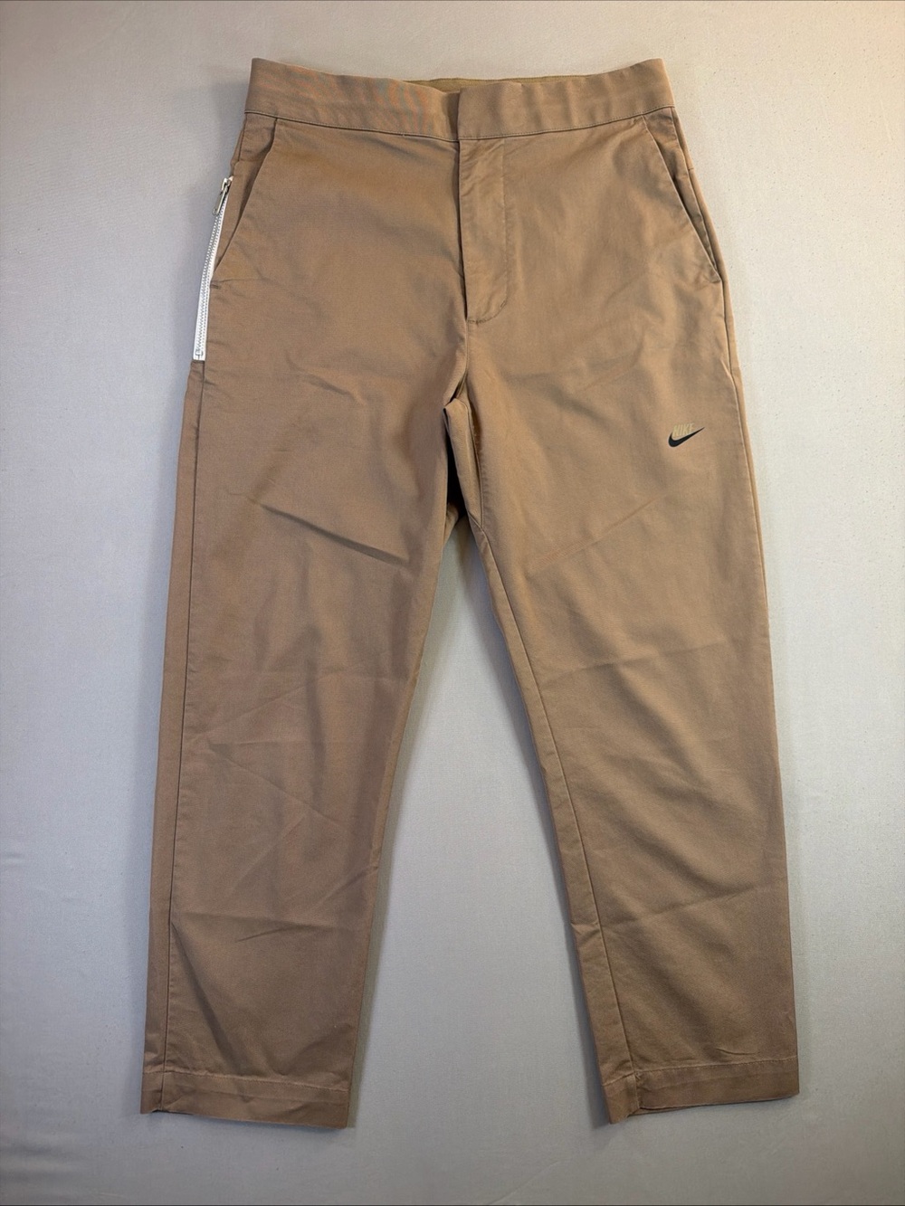 Nike Men's Tan Slim Tapered Chinos with Black Swoosh